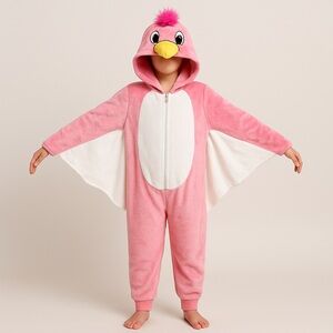 #42 🎲 494. bird pink white 140 cm kids 1 piece costume jumpsuit pajama oversized